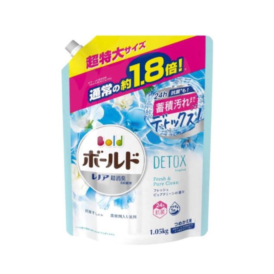 PG ボールドジェル フレッシュピュアクリーンの香り つめかえ用 超特大 液体 すすぎ1回 1.05kg522円 一番人気物 新発売の 洗剤 柔軟剤入り 抗菌