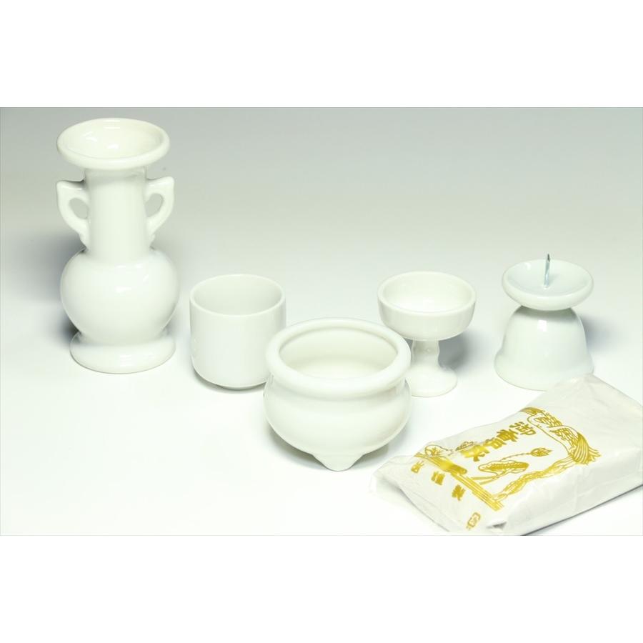 神棚 神具 仏具 やまこう 仏具 セット 陶器5点 白 無地 ホワイト 香炉