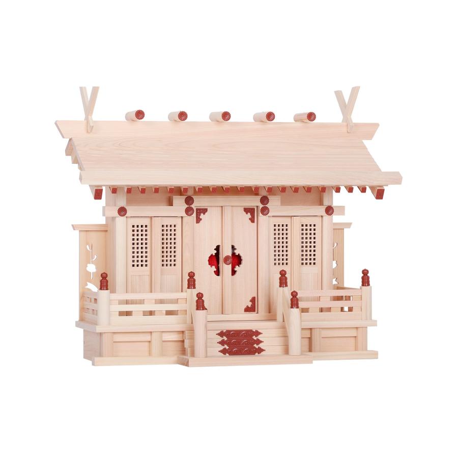 古民具 神棚 祠 ミニ神殿 木製 トタン屋根 古道具 レトロ 神棚 神具 仏具 やまこう 神棚 モダン 神棚 三社 通し屋根 朱の社 明け
