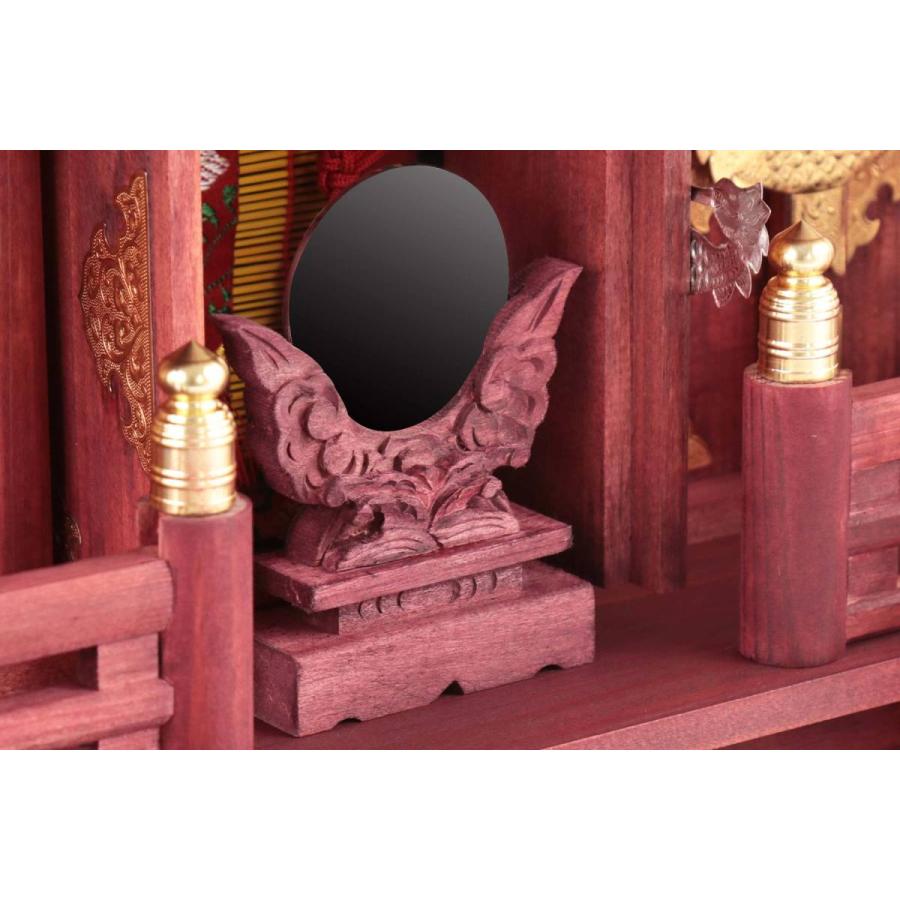 神棚 壁掛け モダン 神具セット 和染め 紅い神棚 ■ 天地の社 -amatsuchi-■ 通し屋根三社 オーダー金具 家具調モダン神棚_3