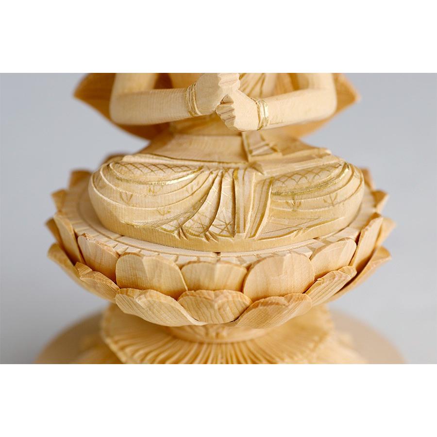 仏像 □ 白木 3寸【金泥描き】大日如来像 蓮華座 丸台 □ 真言宗 仏像 □ 白木 3寸【金泥描き】大日如来像 蓮華座 丸台 □ 真言宗