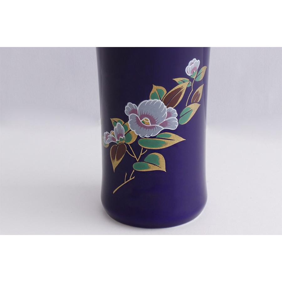 神棚 神具 仏具 やまこう 国産 陶器 花瓶 □ 花柄 5寸 瑠璃 □ 2本組