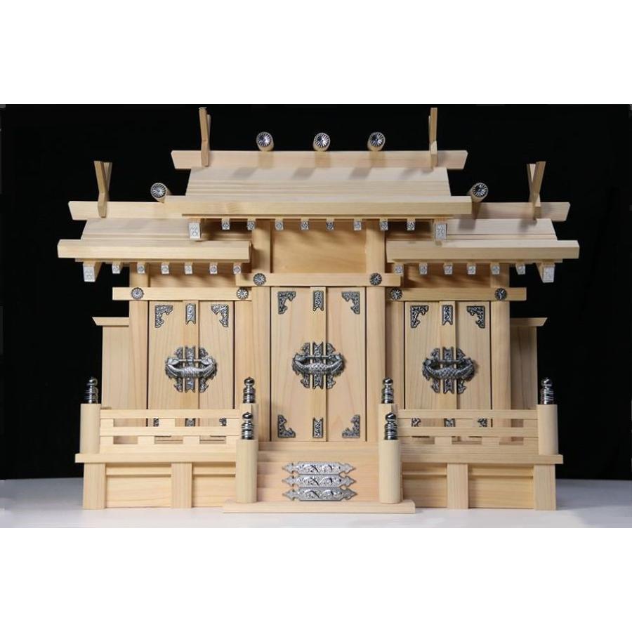 神棚 神具 仏具 やまこう 三社□屋根違□□銀風三社□□銀の擬宝珠□東