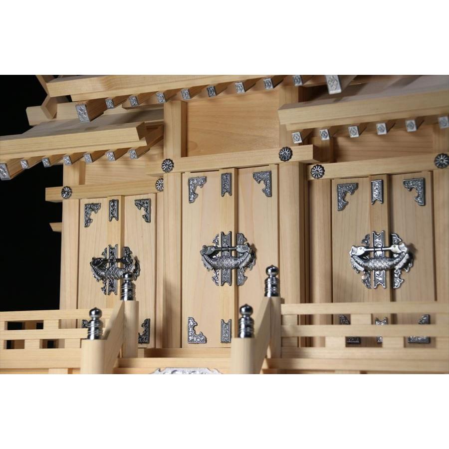神棚 神具 仏具 やまこう 三社□屋根違□□銀風三社□□銀の擬宝珠□東