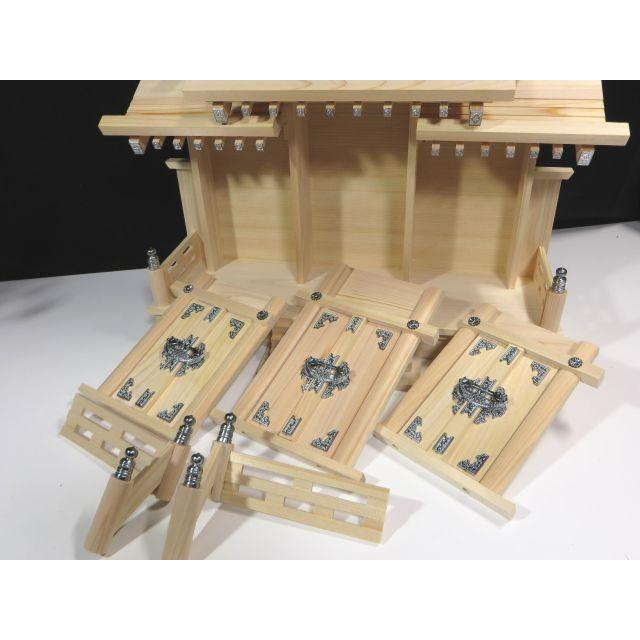 神棚 神具 仏具 やまこう 三社□屋根違□□銀風三社□□銀の擬宝珠□東