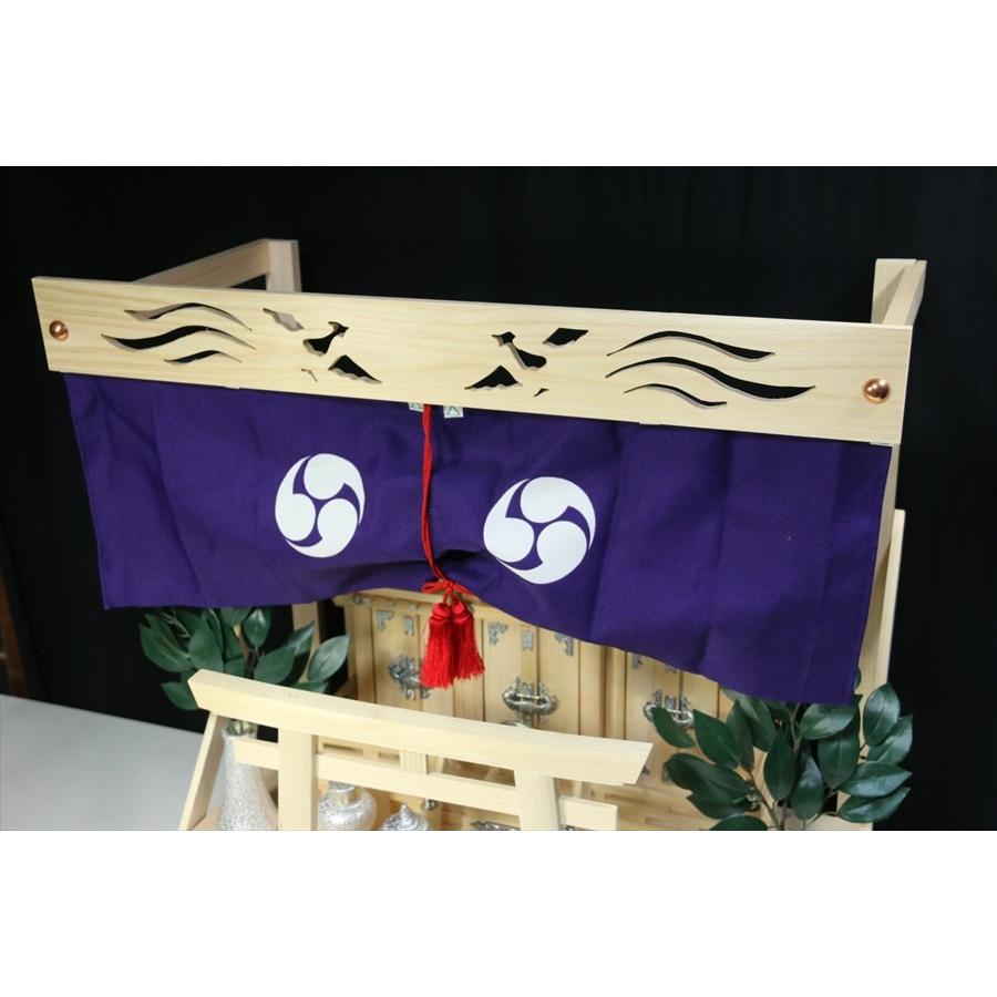 三社□屋根違い□銀風三社□神棚セット 銀色神具 鳳凰棚板□限定