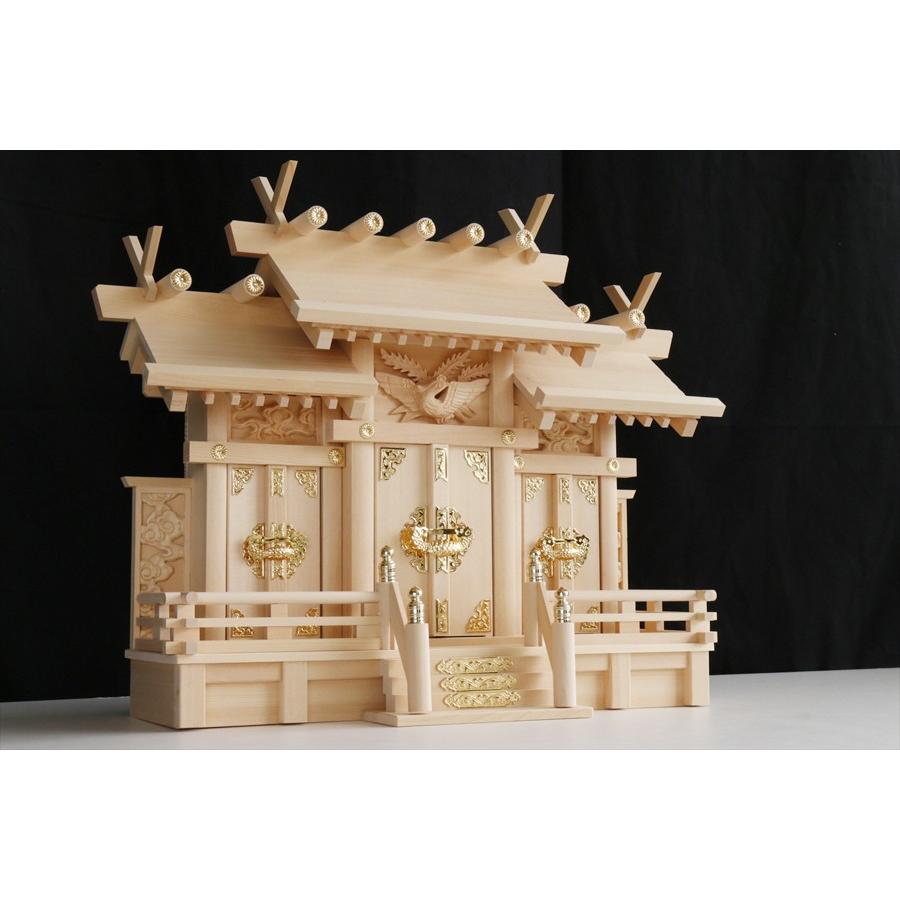 神棚 神具 仏具 やまこう 匠造り □ 木曽ひのき □ 彫物彫刻付 □ 屋根
