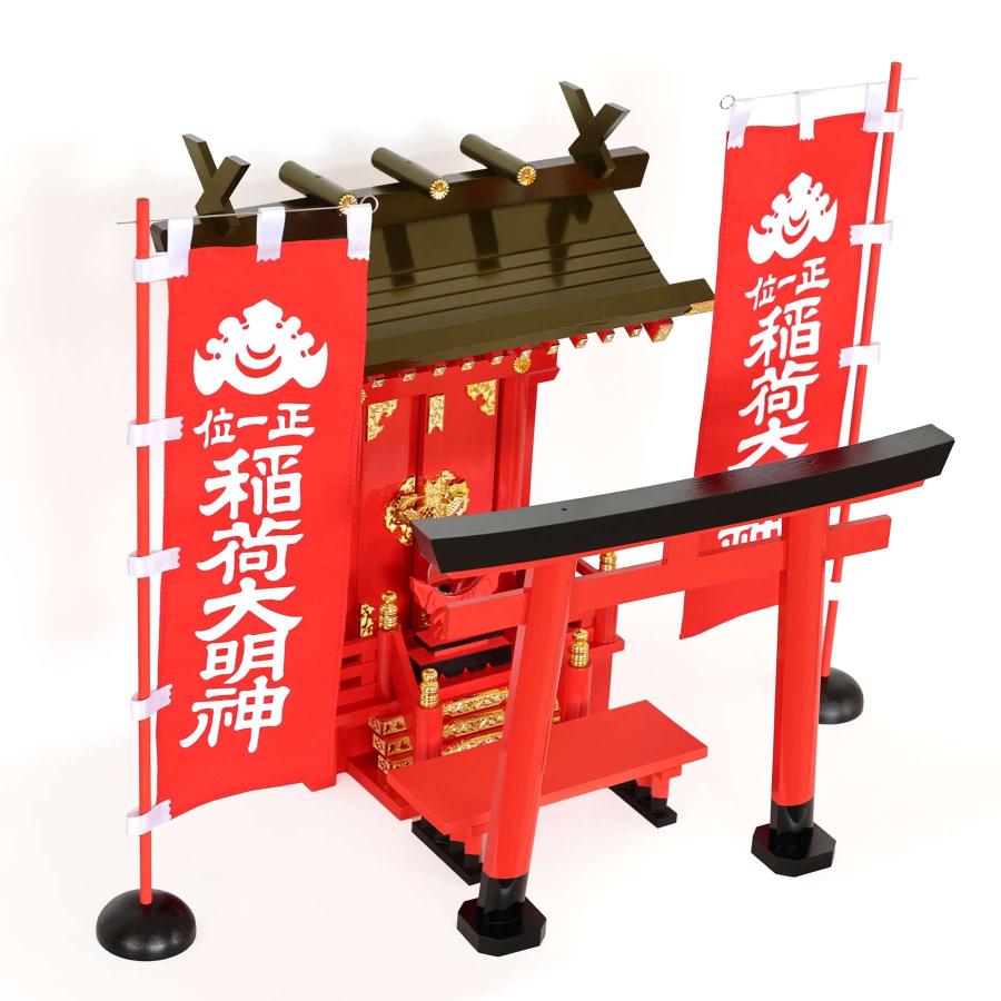 神棚 神具 仏具 やまこう 特上塗り 深紅の稲荷宮 二対のお狐様 神棚 神具 仏具 やまこう 特上塗り 深紅の稲荷宮 二対のお狐様
