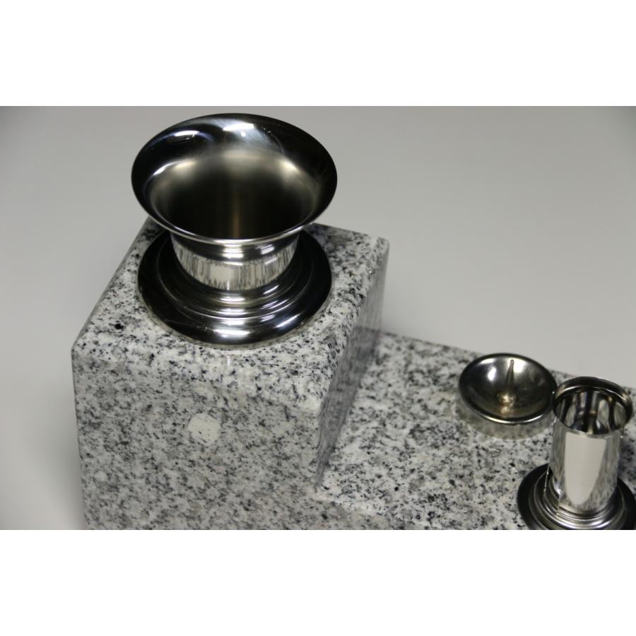 国産 墓参用品■石台 ステンレス製 花立 線香立 ローソク立 付属■墓参用セット付き お盆 お彼岸 お墓参り 供養（代引きはお受けできません）_3