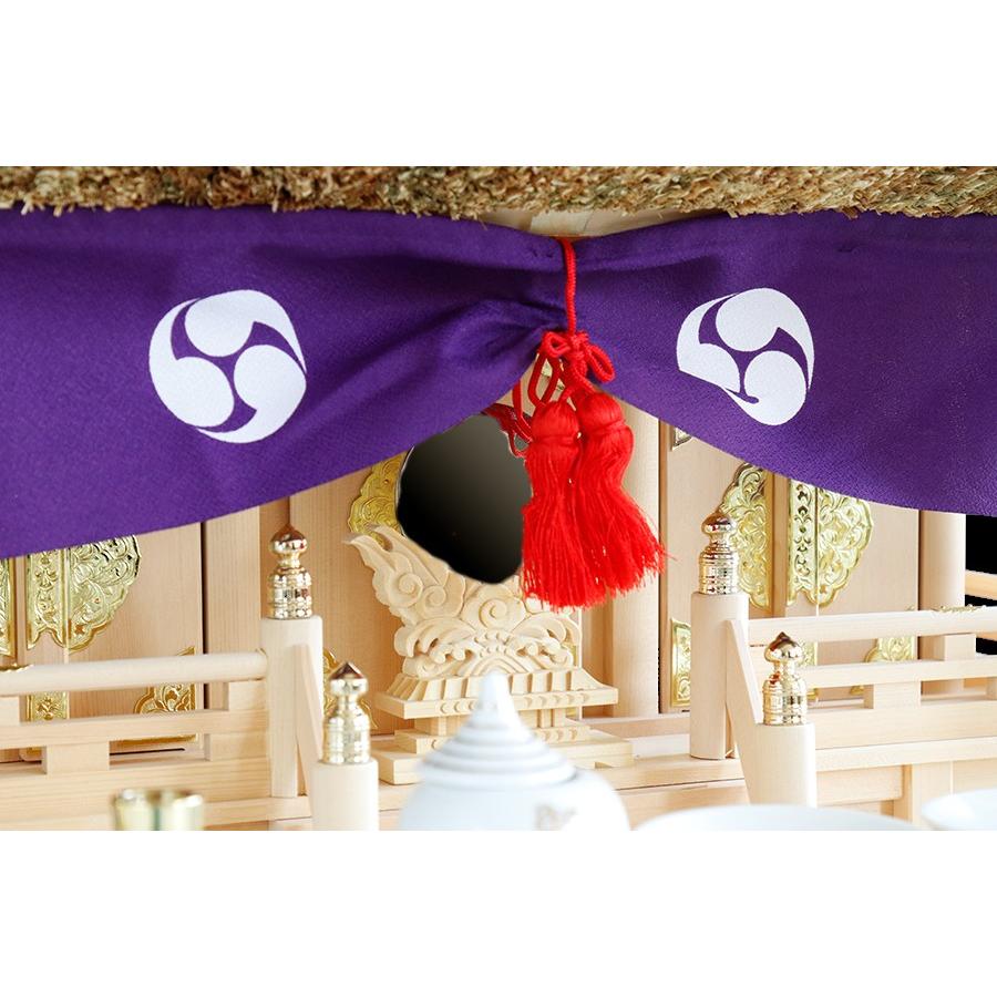 匠造り ■ 茅葺き 通し屋根三社 ■ 神魂 大神宮 ■ 極上 木曽桧 ■ 神棚セット ■ 堂々たる 巴紋 神具_2