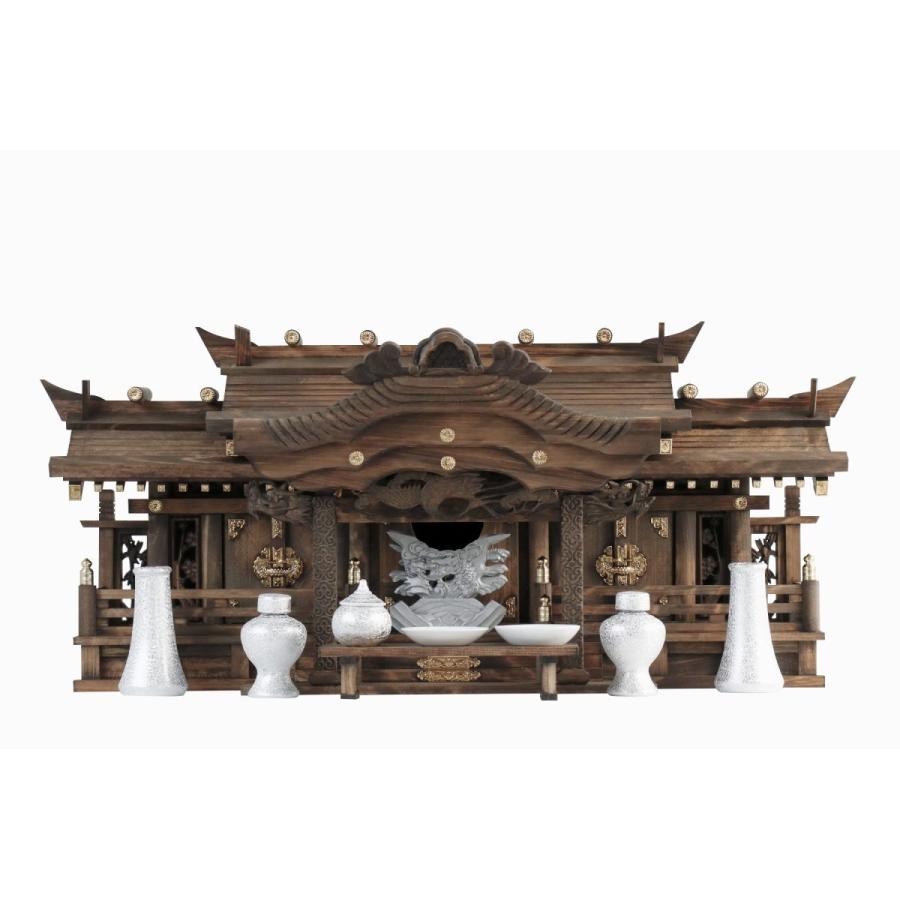 神棚 神具 仏具 やまこう 神棚セット 家具調 手塗り 限定作成 黒龍三社