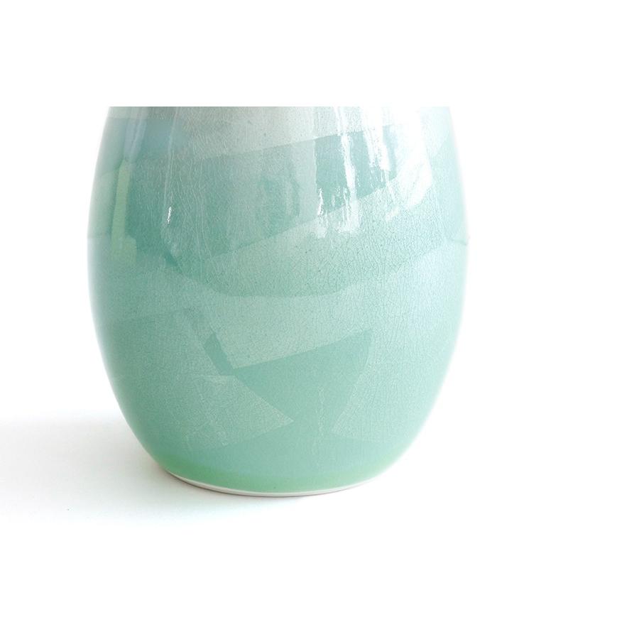 国産 陶器 花瓶 ■ パール仕上げ ■ 緑 7寸 ■ 下太  ■ 単品 高さ22cm ■ 花瓶_2
