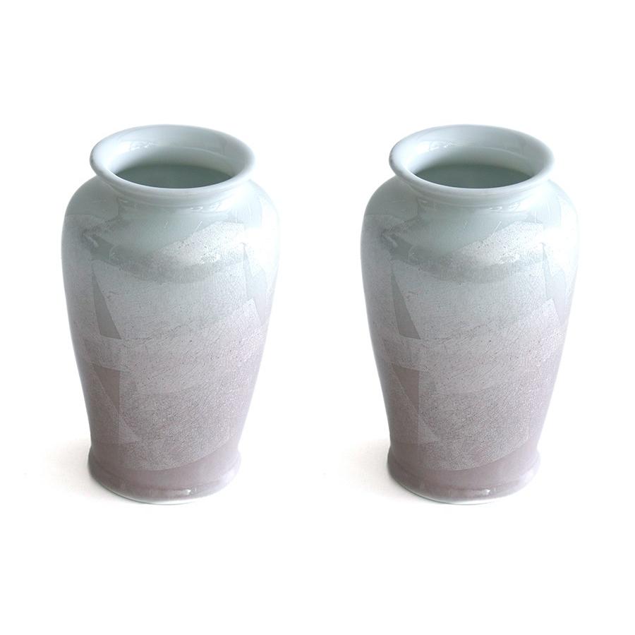 国産 陶器 花瓶 ■ パール仕上げ ■ ピンク 8寸 ■ 2本組 高さ25cm ■ 花瓶