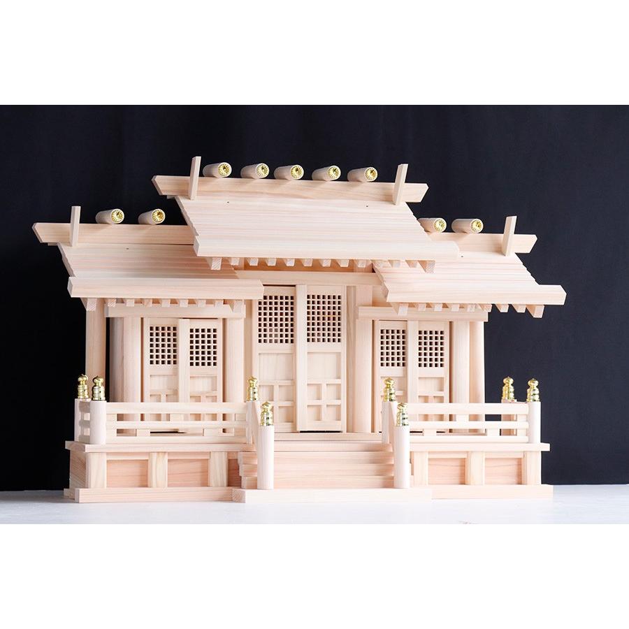 神棚 神具 仏具 やまこう 美しい、東濃ひのき □ 屋根違い 三社丸柱に