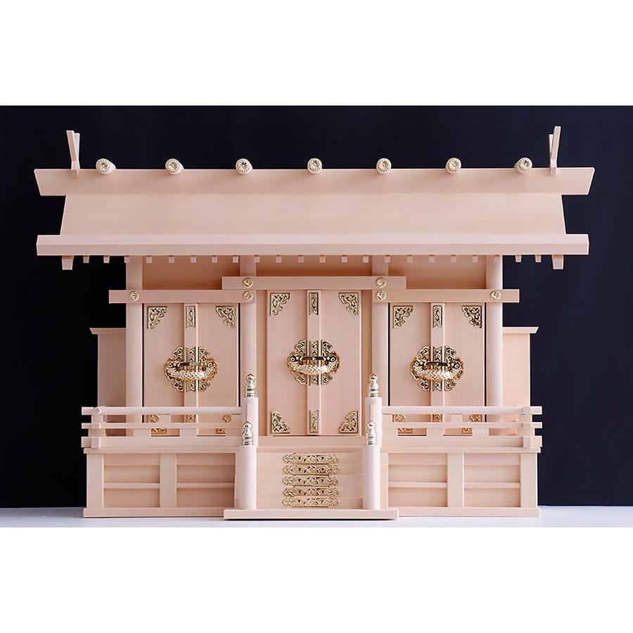 匠造り ■ 木曽ひのき ■ 通し屋根 三社 小型 ■ 神棚_1