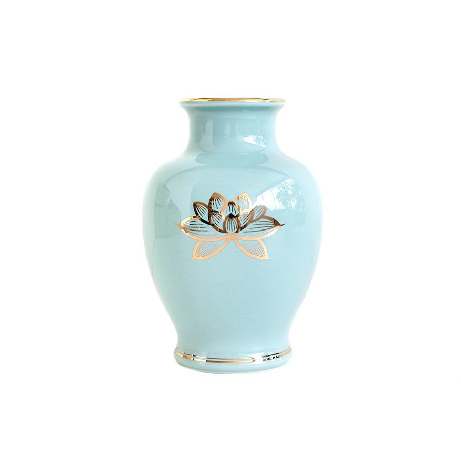 神棚 神具 仏具 やまこう 国産 陶器 花瓶 夏目 □ 青磁 上金蓮 7寸