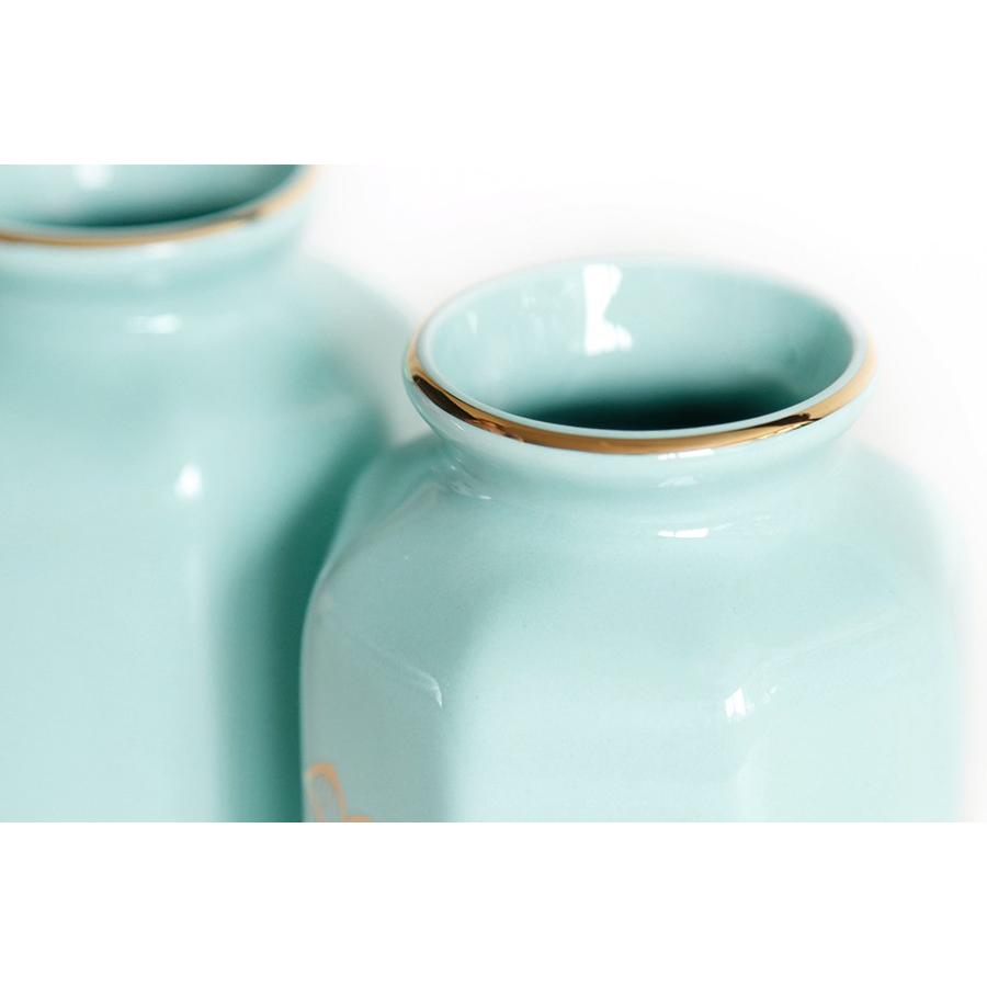 神棚 神具 仏具 やまこう 国産 磁器 花瓶 □ 八角 青磁 □ 上金蓮 5寸