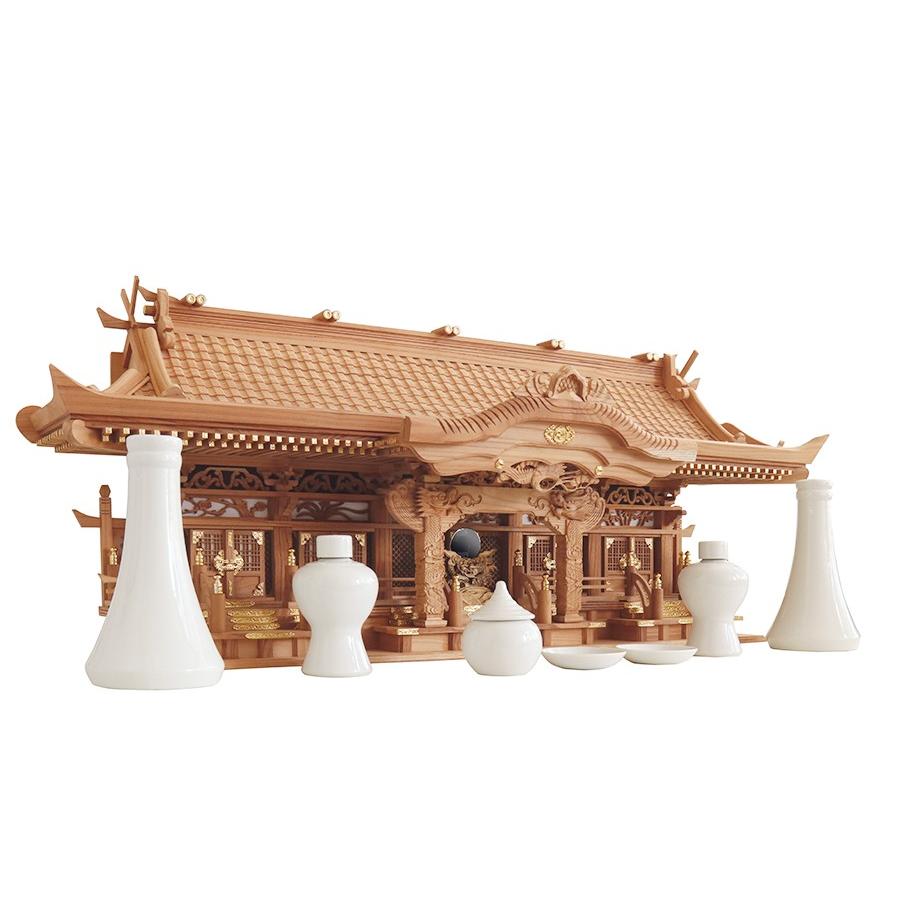 神棚 神具 仏具 やまこう 雄大 五社宮 神棚セット 神具付き □ 龍神の
