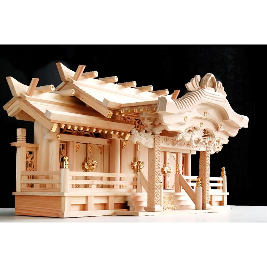神棚 神具 仏具 やまこう 神棚 三社 □ 特大 84cm □ 美彫り・昇龍大社