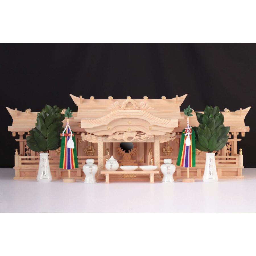神棚 神具 仏具 やまこう 神棚 セット 五社 □ 特々大 110cm 美彫り 昇
