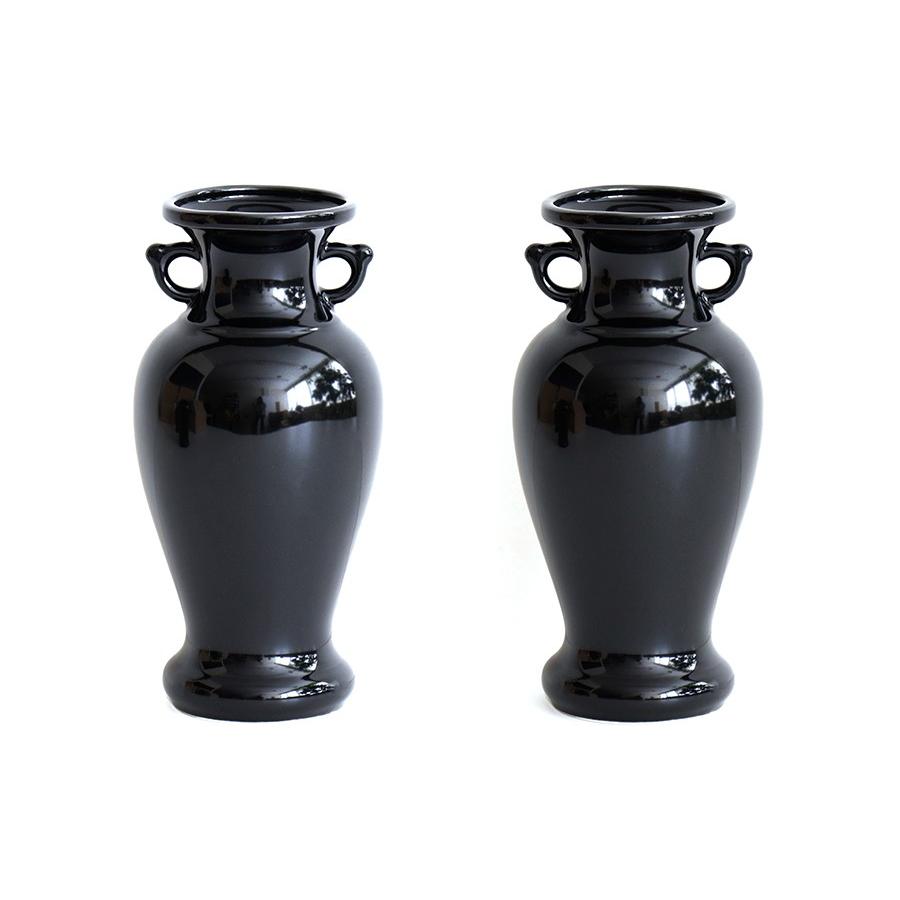 神棚 神具 仏具 やまこう 国産 陶器 花瓶 □ サギ 黒無地 7寸 2 神棚 神具 仏具 やまこう 国産 陶器 花瓶 □ サギ 黒無地 7寸 2