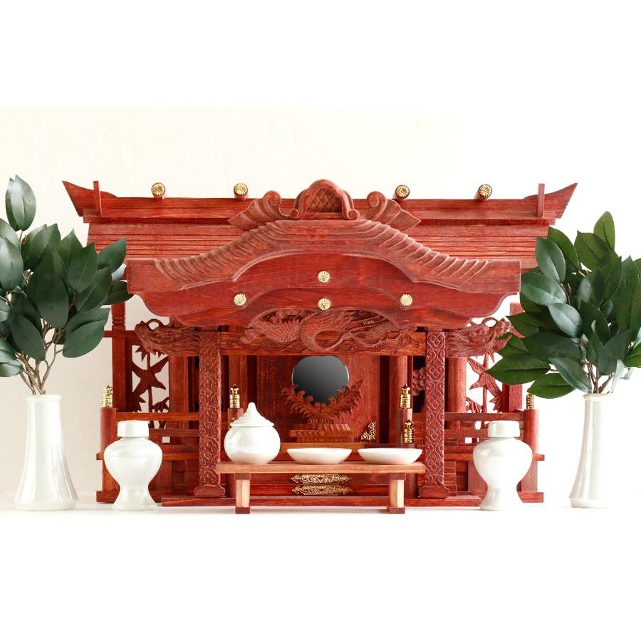美神棚(赤)※神札を含みません 神棚 神具 仏具 やまこう 赤の双龍 モダン 大型 神棚セット 紅い神棚