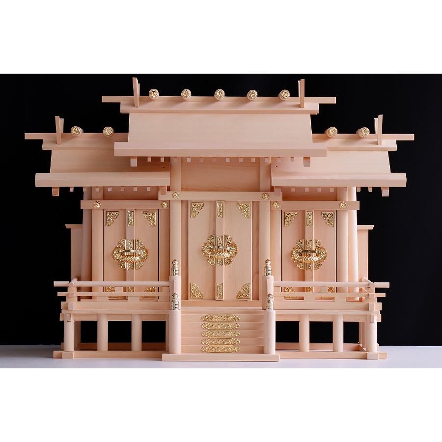 匠造り ■ 木曽ひのき ■ 高床式 ■ 屋根違い 三社 大型 ■ 職人の傑作 ■ 最高級 神棚_1