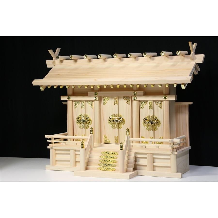 神棚 神具 仏具 やまこう 通し屋根三社□灯ろう 真榊神具□東濃桧と