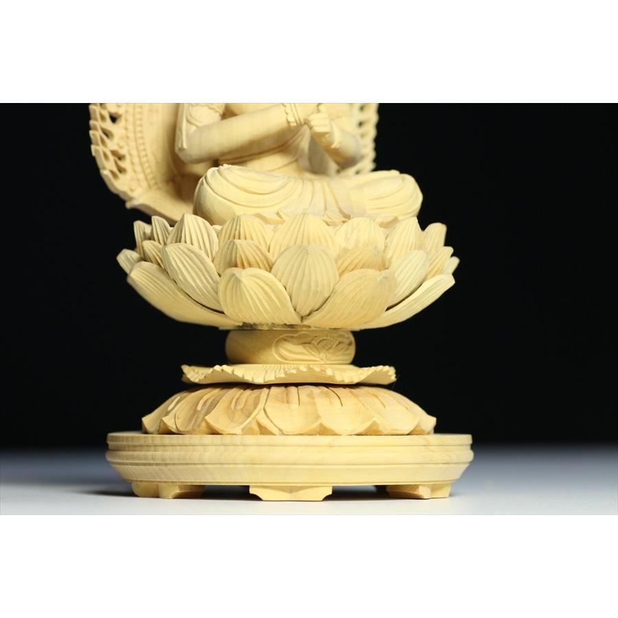 仏像 ■ 3寸 ■ 大日如来像 蓮華座 丸台 総柘植 真言宗 ご本尊 ■ 仏具 （高さ24.0cm×幅13.6cm×奥行き12.5cm）_4