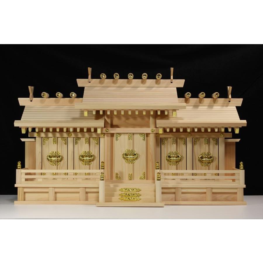 神棚 神具 仏具 やまこう - 五社■大屋根違 省あき場所型 幅74珊■東濃ひのき 神棚仕掛ける■押さえる数 神棚、神具-神棚-キッチン、日用品、文具