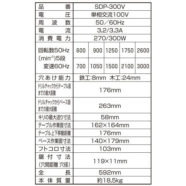 SK11 卓上ボール盤 300W SDP-300V 鉄工、木工穴あけ作業の必需品 SK11 卓上ボール盤 300W SDP-300V 鉄工、木工穴あけ作業の必需品