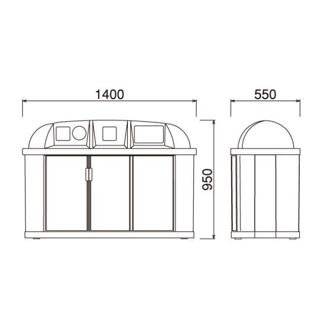 カイスイマレン 分別回収BOX ジャンボボトム LLP300W 4台ユニットタイプ 190L [個人様宅配送不可]