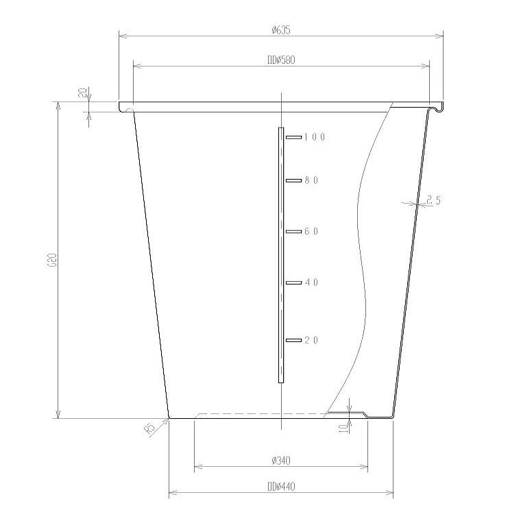 スイコー（SUIKO） 丸型容器(M型容器) M-100 丸桶100L 食品加工
