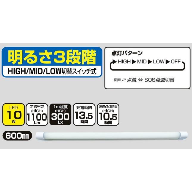 日動工業 充電式LEDチューブライト マグピタチューバー 10W LMT-10W-CH