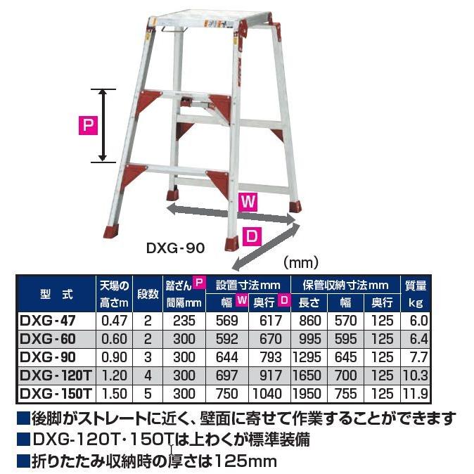 ピカ 折りたたみ作業台テンノリ DXG-150T 天場の高さ 1.50m 上わく標準装備 ※個人様宅配送不可｜yamakura110｜03