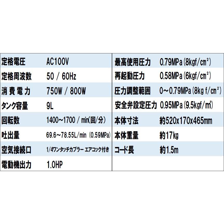 シンセイ 静音オイルレスエアーコンプレッサー AMP-9 9L AC100V シンセイ 静音オイルレスエアーコンプレッサー AMP-9 9L AC100V