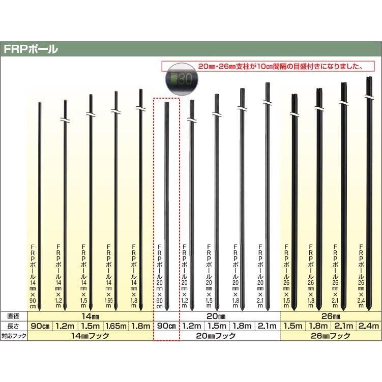電気柵用　(電柵用)　FRPポール(φ20mm×90cm)２段張り延長セット　電柵　[末松電子製作所]