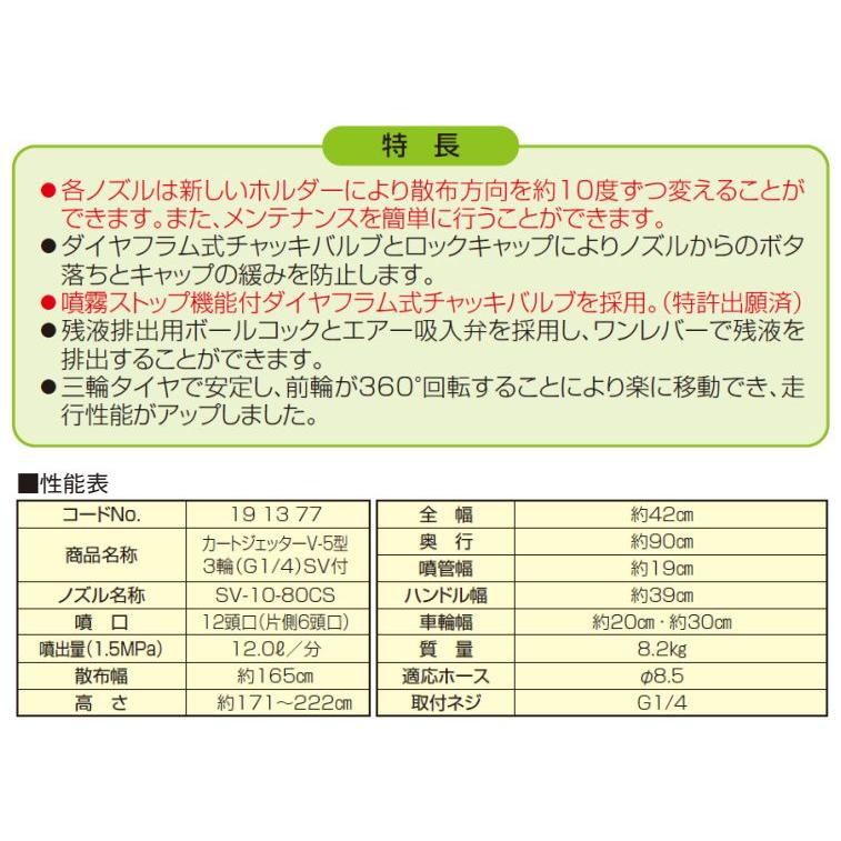 ヤマホ カートジェッターV-5型 3輪 SV付き G1/4 散布幅 散布幅:165cm