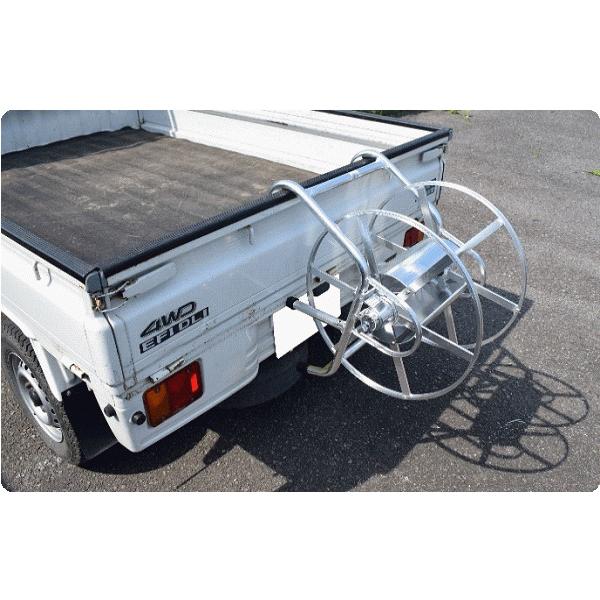 噴霧　ホース　ドラム　セット 動噴ホースセット 軽トラ用ラック式巻取機150mとカクイチ100mホース