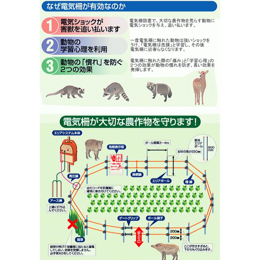 [特売]　アポロ　電気柵セット　ヨリ線　[電柵]　エリアポール)　3反張り　[送料無料]　AP-3TAN50-Y　(500m×2段