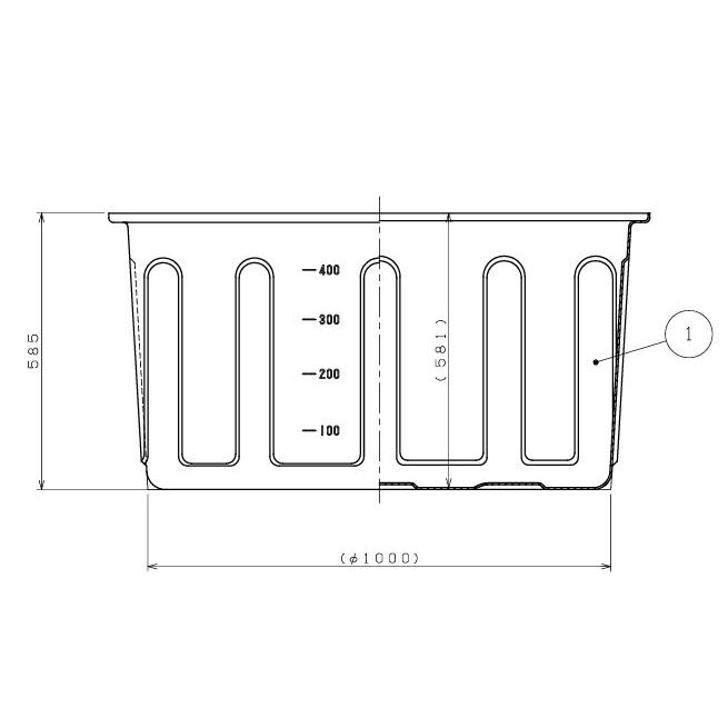 ダイライト 丸型容器 400L T-400L 3個 丸桶 ポリエチレン製 (外径)1145 