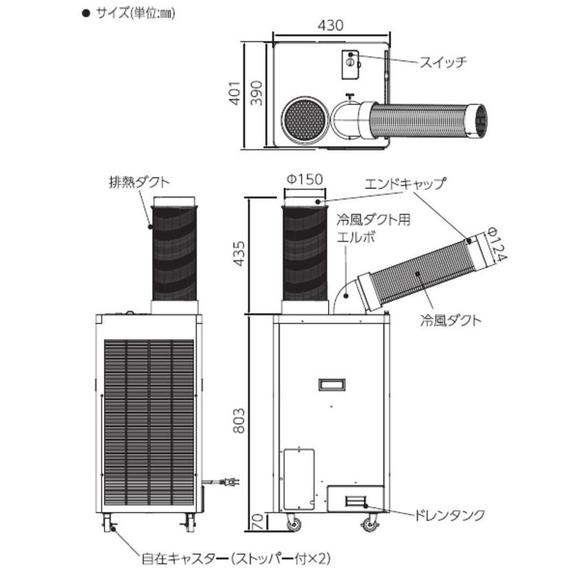 日動工業 NICHIDO スポットクーラー SPC-25ACN AC100V 自動首振りなし