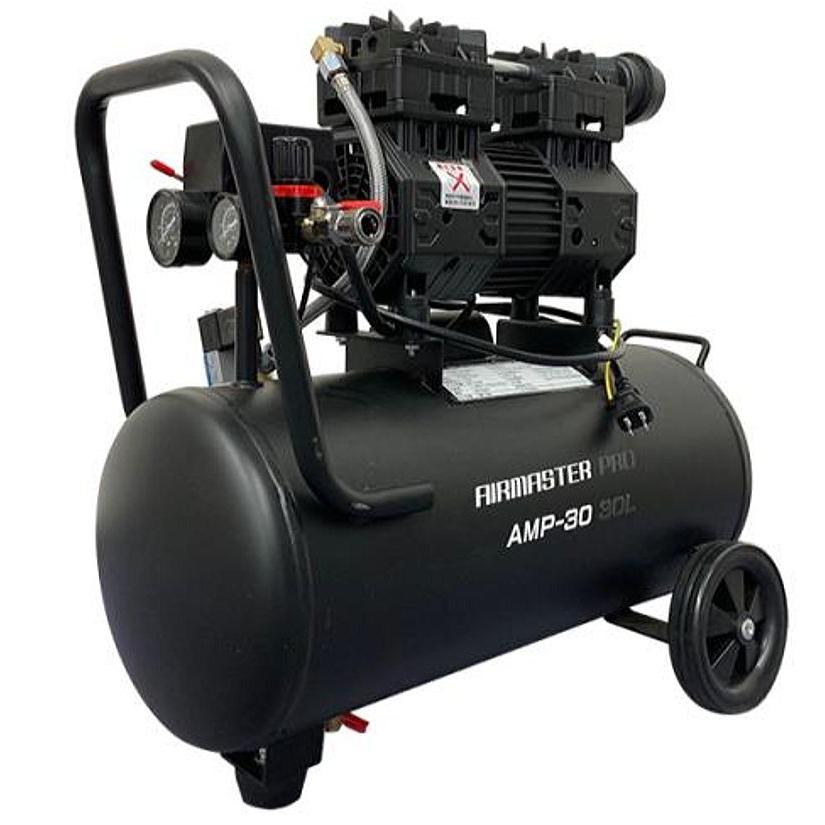 エアーコンプレッサー 静音 100v 小型 30L黒 エアーコンプレッサー シンセイ 静音オイルレスエアー