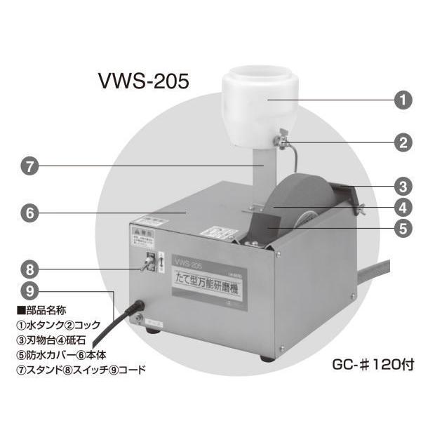 水研機 SK11 たて型万能研磨機 水研用 VWS-205 砥石GC120(荒研)付き カンナ刃 ノミ ハサミ 包丁 カマ ナタ 荒研磨 中研磨 [送料無料]｜yamakuraact01｜05