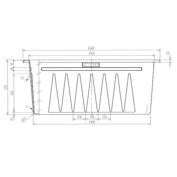 スイコー 角型容器 浅型 KL型 KL-1000 1000L ブルー 目盛り付 角槽 農作物 水産物 出荷仕分 個人様宅配送不可の画像