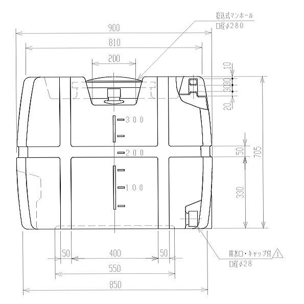 スイコー スーパーローリータンク 300L SLT-300 25Aバルブ直付 オレンジ 水タンク 運搬 散水 防除 [個人様配送不可]_3