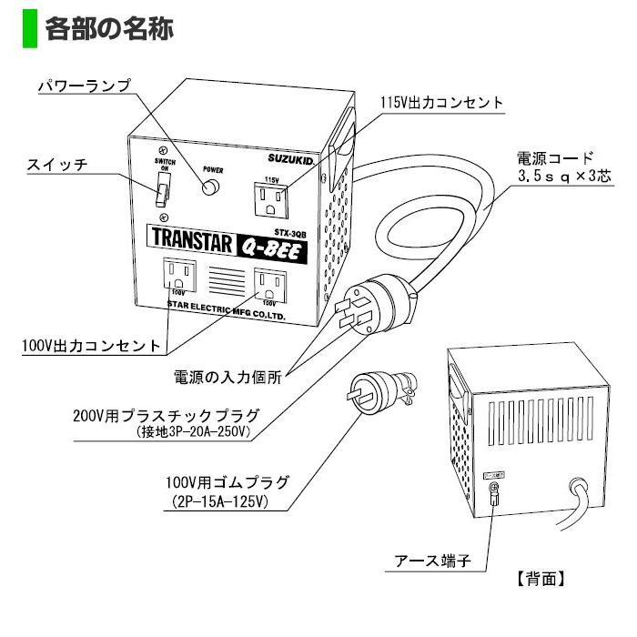 SUZUKID トランス スズキッド 昇圧・降圧兼用ポータブル変圧器 SUZUKID トランス スズキッド 昇圧・降圧兼用ポータブル変圧器