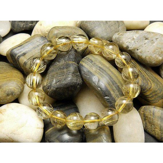 パワーストーン ブレスレット 高品質 ゴールドルチルクォーツ 12.5mm 