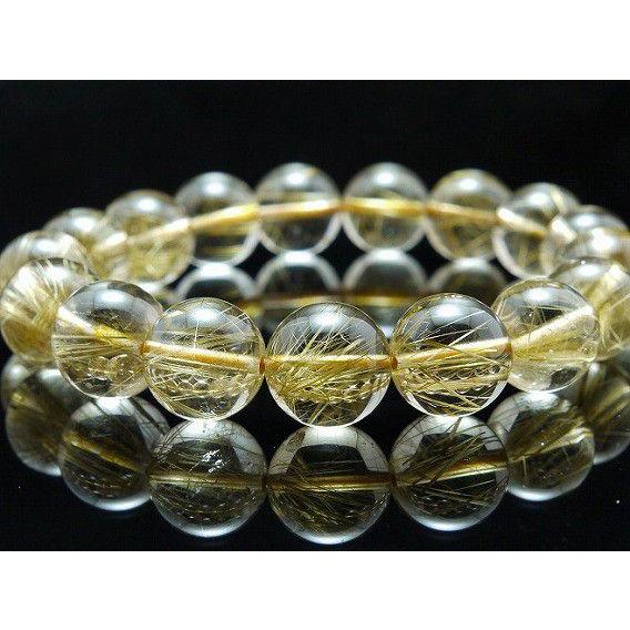 パワーストーン ブレスレット 高品質 ゴールドルチルクォーツ 12.5mm