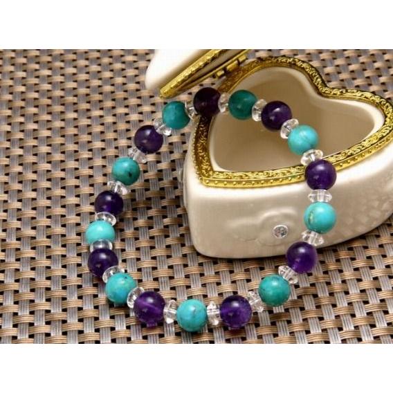 パワーストーン ブレスレット ターコイズ アメジスト 8mm 水晶